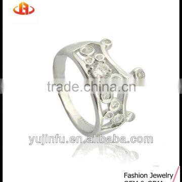 Fancy Silver Crown Ring with Cubic Zirconia 925 Silver Ring