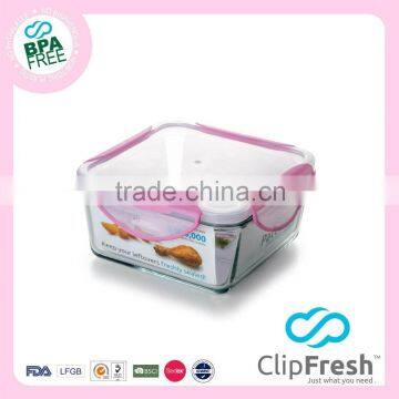 Clip Fresh High-Borosilicate Square Glass Food Container 1.3L