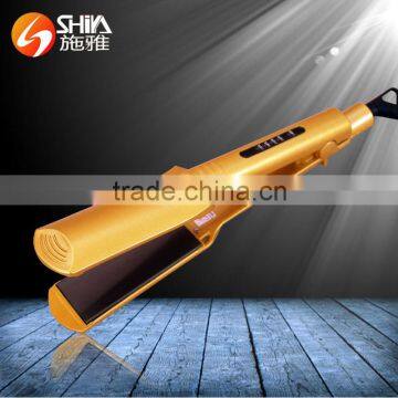 Hot selling led display titanium yellow hair straightener ultrssonic private label flat iron power cord