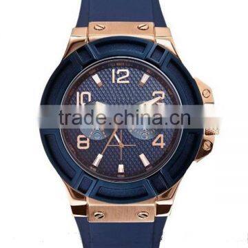 New product rose gold case blue silicone watch mens wrist watches