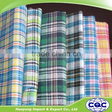 Wholesale T/C polyester cotton Woven Plaid Check Tc Yarn Dyed Fabric for ladies Shirt