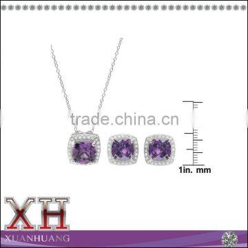 Fashion Jewelry Wholesale Silver Necklace and Earrings Set Zircon Jewelry photo-3