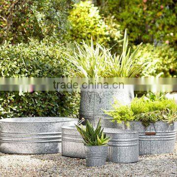 GARDEN PLANTER, GALVANIZED PLANTER, DECORATIVE PLANTER