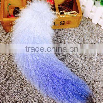 Gradient Color Fox Tail Fur Keyrings