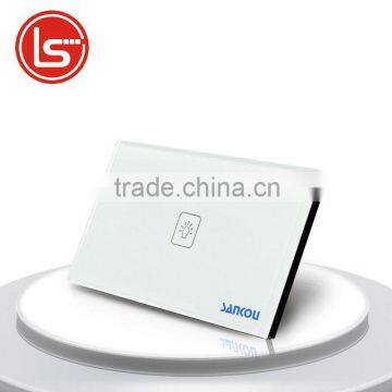 Wall Light Touch Sensor Switches 1Gang2Way White Crystal Glass Panel+LED US Standard Switch Smart Home Automation