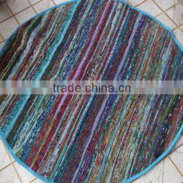 Hand loomed Rag Rug, Handmade Rug From Vintage Saris