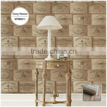 popular printing plastic wallpaper, brown baroque brick wall paper for background , environmental-friendly wall paper sample                        
                                                Quality Choice