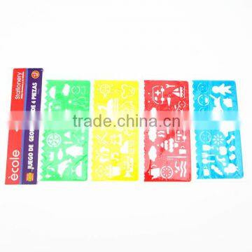 China Factory OEM Patterning Plastic Kids Stencil Ruler Set