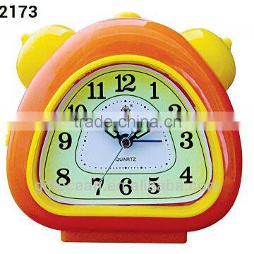 quartz analog plastic double bell inside alarm desktop clock