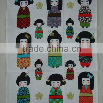 Kitchen Digital Printed Linen Tea Towel for Home Decorationl,promotion --doll Design