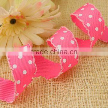 2.5mm Round Edge Polka Dot Printed Grosgrain Ribbon DIY Hair Accessories Ribbon