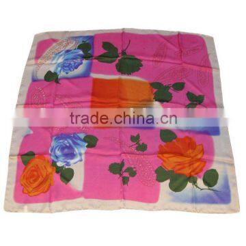 fashion floral pattern square silk foulard