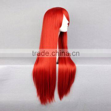 Free Shipping 80cm Long Fairy Tail-Elza Elza Scarlet Dark Red Straight Synthetic Anime Cosplay Hair Wig photo-2