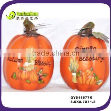 Autumn fall thankgivng table centerpiece polyresin orange pumpkin