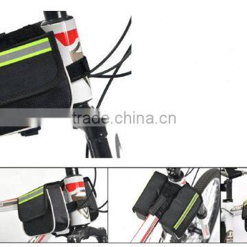 Bicycle Frame Nylon Fabric Top Tube Bag with Reflective Stripe