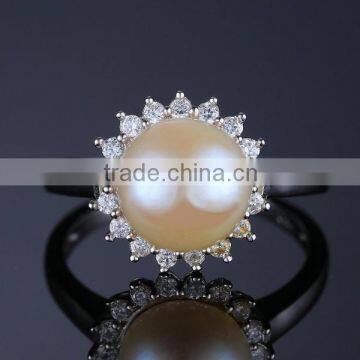 925 Sterling Silver CZ pearl jewelry rings