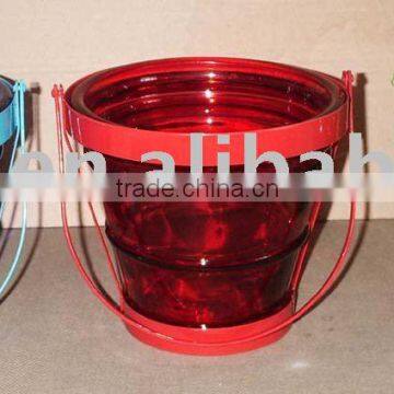 Glass flower pot with handle