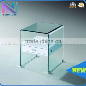 Home goods furniture CT-082 bent glass coffee table with drawer rack