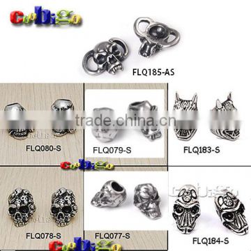 Skull Beads Charm Metal For Paracord Bracelet Knife Lanyards Jewelry Making Accessories