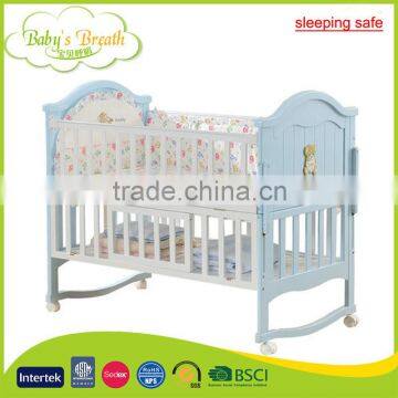 WBC-20A sleeping safe softtextile carved teak wood baby swing cradle bed rail, bed extender for baby