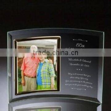 High Quality Personalized Curved Crystal Glass Picture Frame/Photo Frame For Parents Wedding Aniversary Souvenir Gifts