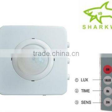 SK808 wireless Wall or ceiling PIR + Sound motion light sensor switch(15m/13m Max,with remote controller,85-265V AC)