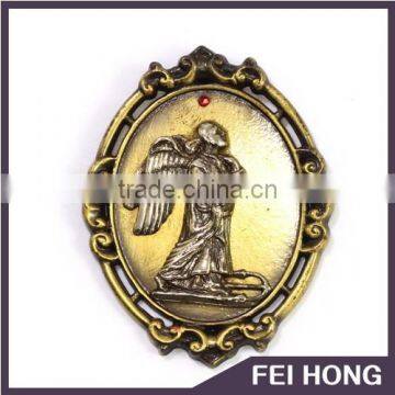 Custom design religion angel wing antique bronze pin badge