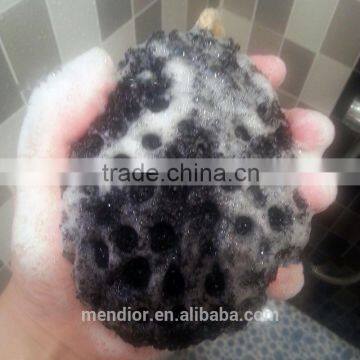 Mendior Bamboo Charcoal Sponge Black Bath Sponge With Rope OEM/Wholesale photo-2