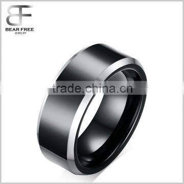 Wholesales 8mm Black Tungsten Carbide Ring Wedding Band High Polished Finish Comfort Fit