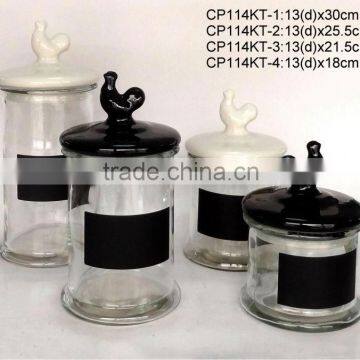 CP114 glass jar with blackboard printing with ceramic lid