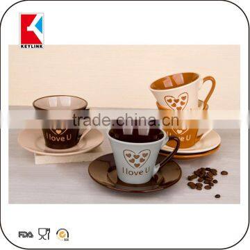 wholesale 180cc matt finish stoneware cups ceramic bulk tea cup and saucer sets