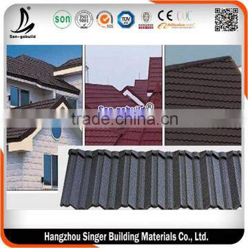 Black Color Classical Modern Stone Coated Metal Roofing Tile With Aluminum Zinc Sheet