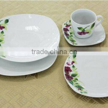 Decals square porcelain dinnerware, dinner set,unbreakable square dinnerware sets