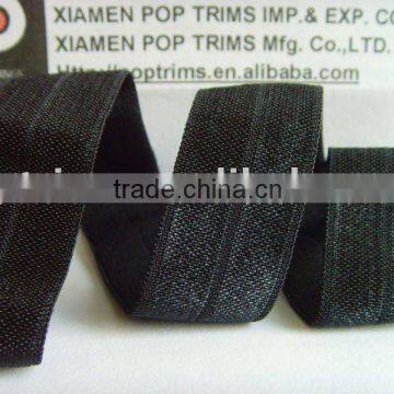 Shinny nylon black folded jacquard elastic