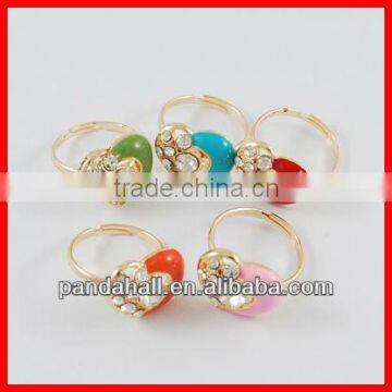 Iron Rings, with Alloy Rhinestone Findings(RJEW-S616-2-B)