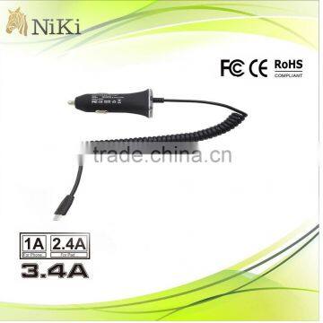 Nice Design USB Cable 5V 3.4A Car Charger with CE/FCC/ROHS Certificate