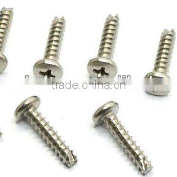 Recessed pan head thread cutting screws