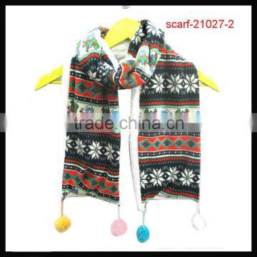 2014 winter fashion long Christmas scarf with pom pom