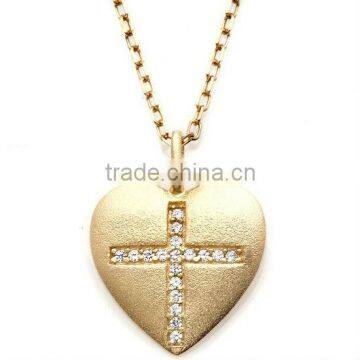 Fashion Jewelry gold cross necklace with heart pendant for women vners