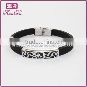 Hollow Stainless Steel Silicon Bracelet Oem Eco-friendly Silicone Power Energy Bracelet Fashion Silicone Bracelet