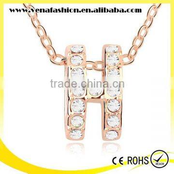 Gold Letter Pendant Alphabet Crystal Necklace, Letter h Necklace photo-4
