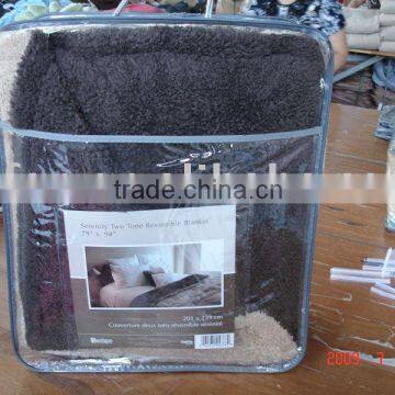 100% Polyester Knit Solid Carol Reversible Blanket