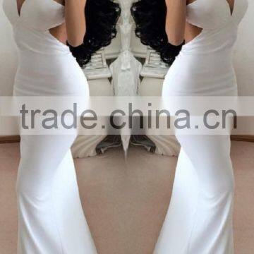 PS-12 Simple Open Back Formal Party Gown with Double Straps Sweetheart Neck Full Length White Prom Dress Cheap