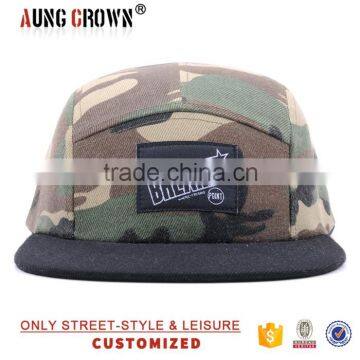 custom 5 panels snapback caps/cool 5 panel cap/camo 5 panel camp cap flat brim