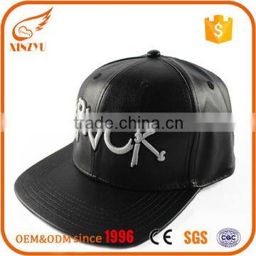 Custom leather metal plate patch logo snapback hats wholesale