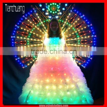 Color change glow in the dark dresses,light up colorful muslim wedding dress,led wedding long dress