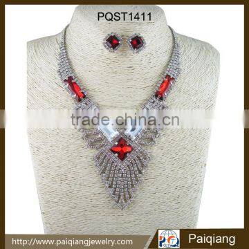 New women's elegant red crystal bridal wedding jewelry sets