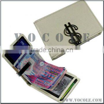 2013 charms jewelry 100%genuine leather blue money clip wallet with card holder