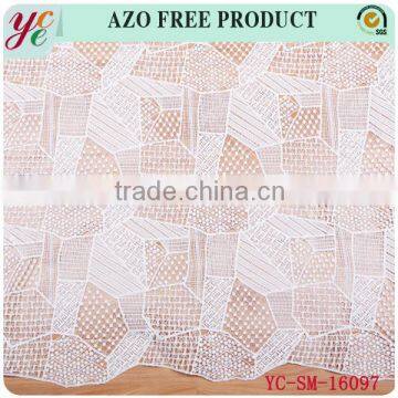 Hot sale white beautiful irregular small square woven design chemical lace fabric embroidrry for dress