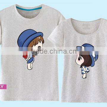 2016 Fashion Wholesale Custom High Quality 100% Cotton Cartoon Print Couple T-shirt Family China Supplier photo-3